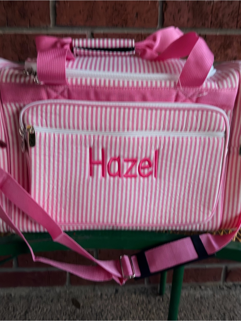 NWT ALREADY Personalized with Hazel - Pink Striped Kids Tote Bag